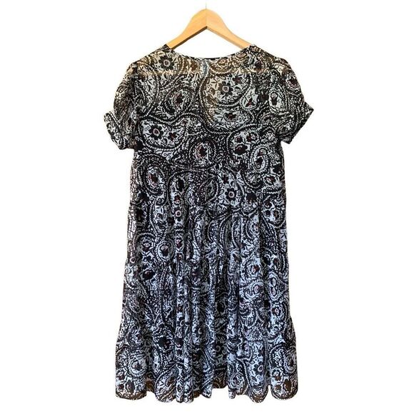 Diane Von Furstenberg Vinita Silk Floral Baby Doll Dress Black,‎ White Size 4 - Picture 2 of 12